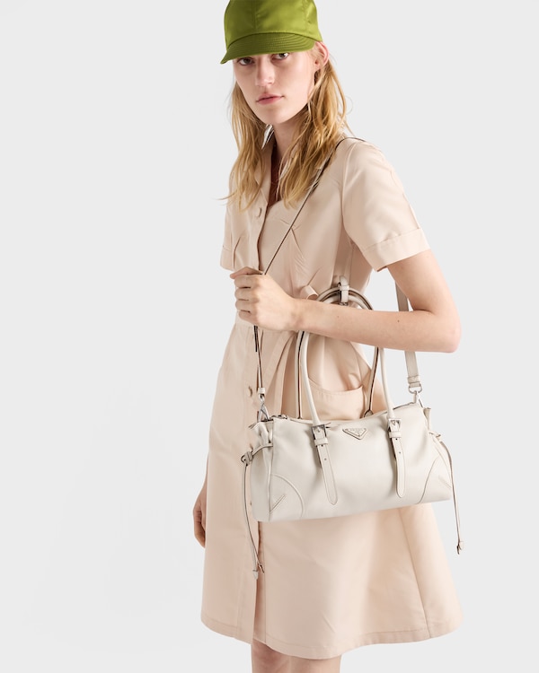 Prada Bonnie medium antiqued leather tote bag - Chalk White Prada Bonnie medium antiqued leather tote bag - Chalk White