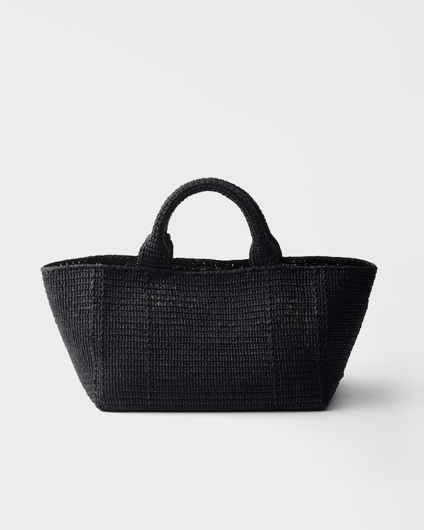 Large crochet tote bag with leather details - Black Large crochet tote bag with leather details - Black