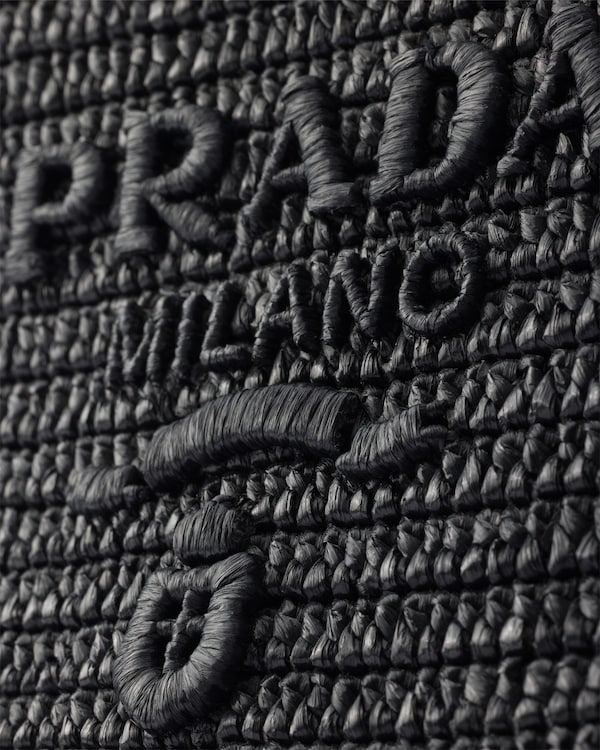 Large crochet tote bag with leather details - Black Large crochet tote bag with leather details - Black