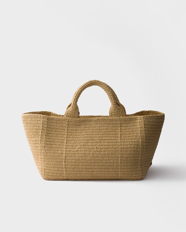 حقيبة تسوّق كروشيه كبيرة بتفاصيل من الجلد - طبيعي حقيبة تسوّق كروشيه كبيرة بتفاصيل من الجلد - طبيعي