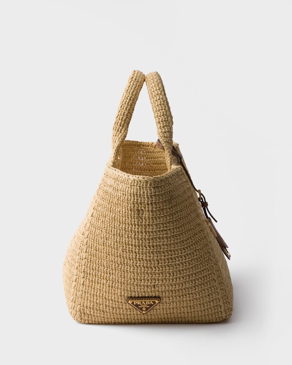 حقيبة تسوّق كروشيه كبيرة بتفاصيل من الجلد - طبيعي حقيبة تسوّق كروشيه كبيرة بتفاصيل من الجلد - طبيعي