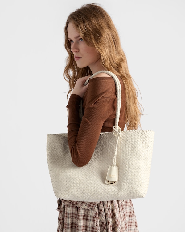 Large leather tote bag - White Large leather tote bag - White