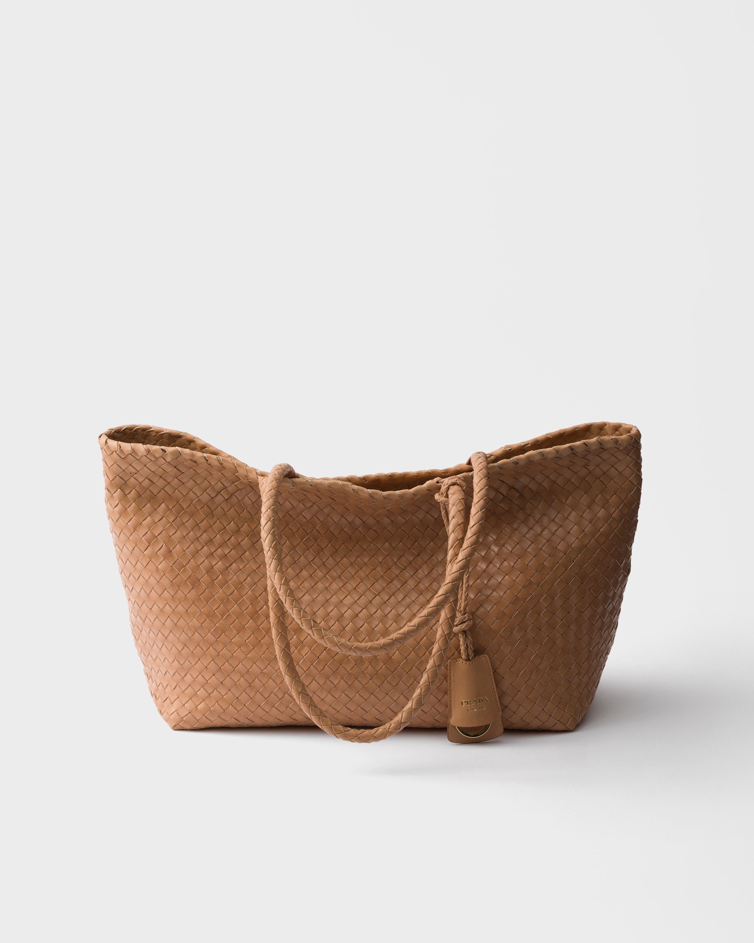 Prada Große Tote Bag Aus Leder, Damen, Sandbeige