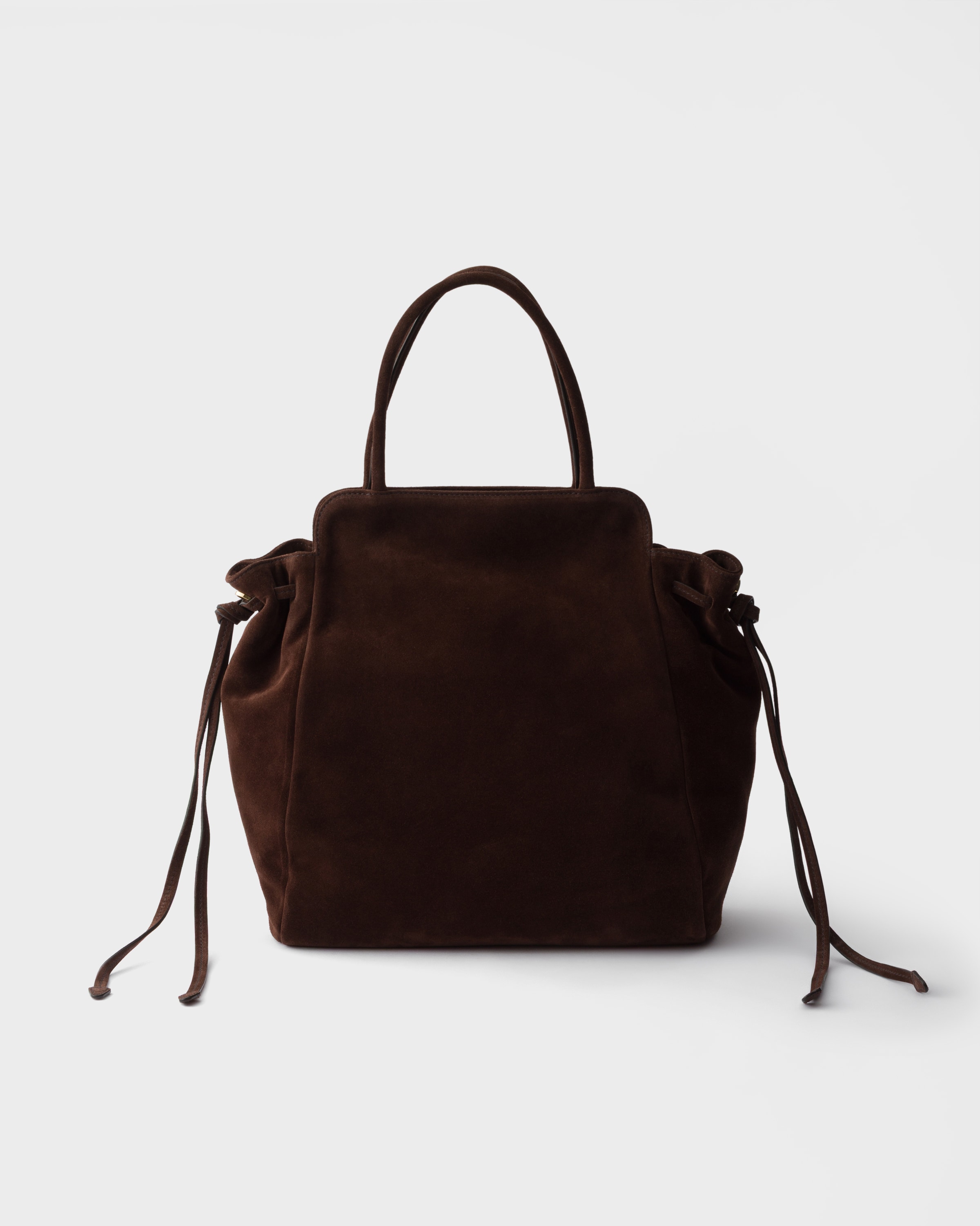Dark Brown Prada Carry Medium Suede Bag | PRADA - United States