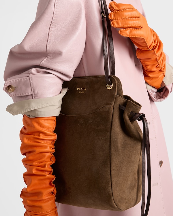 Prada Carry medium suede tote bag - Cocoa Brown Prada Carry medium suede tote bag - Cocoa Brown