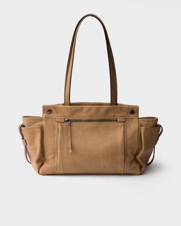 Prada Route large leather tote bag - Sand Beige Prada Route large leather tote bag - Sand Beige