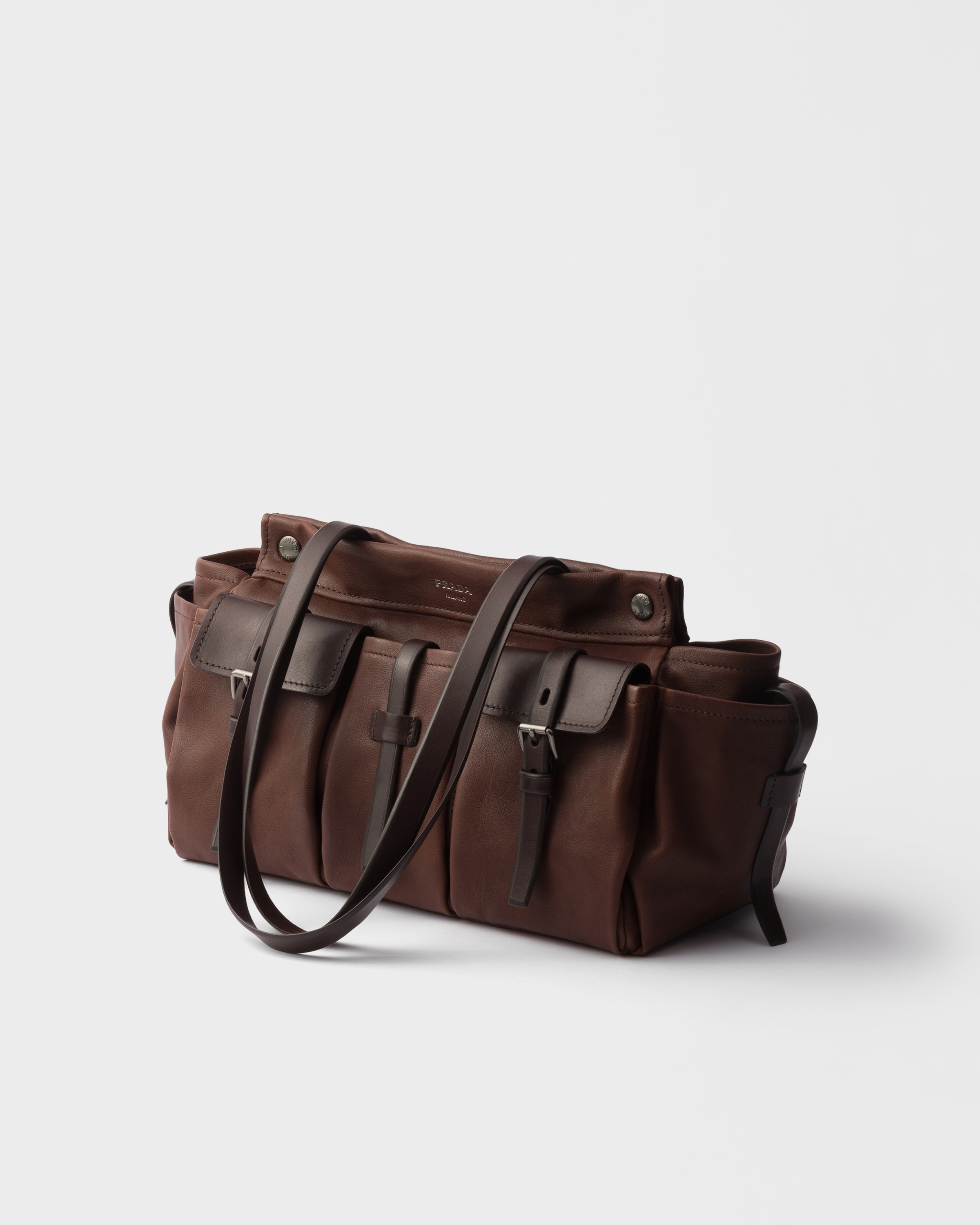 ココアブラウン プラダ ルート ラージ レザー トートバッグ | PRADA - 日本