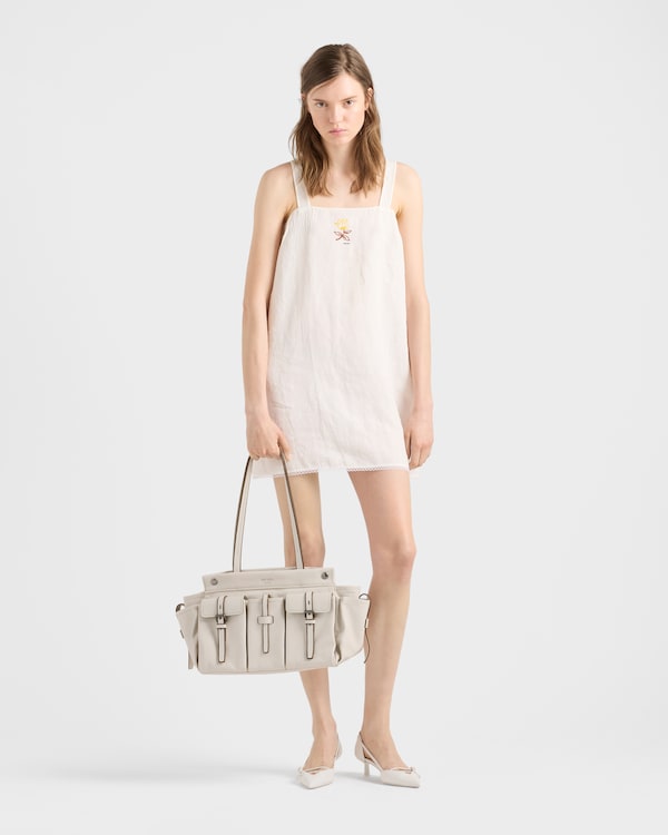 Prada Route large leather tote bag - Chalk White Prada Route large leather tote bag - Chalk White