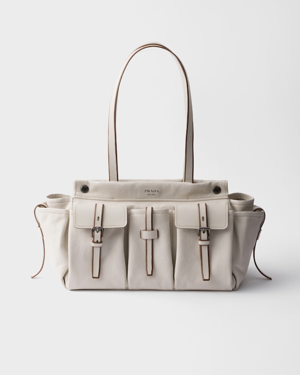 Prada Route large leather tote bag - Chalk White Prada Route large leather tote bag - Chalk White