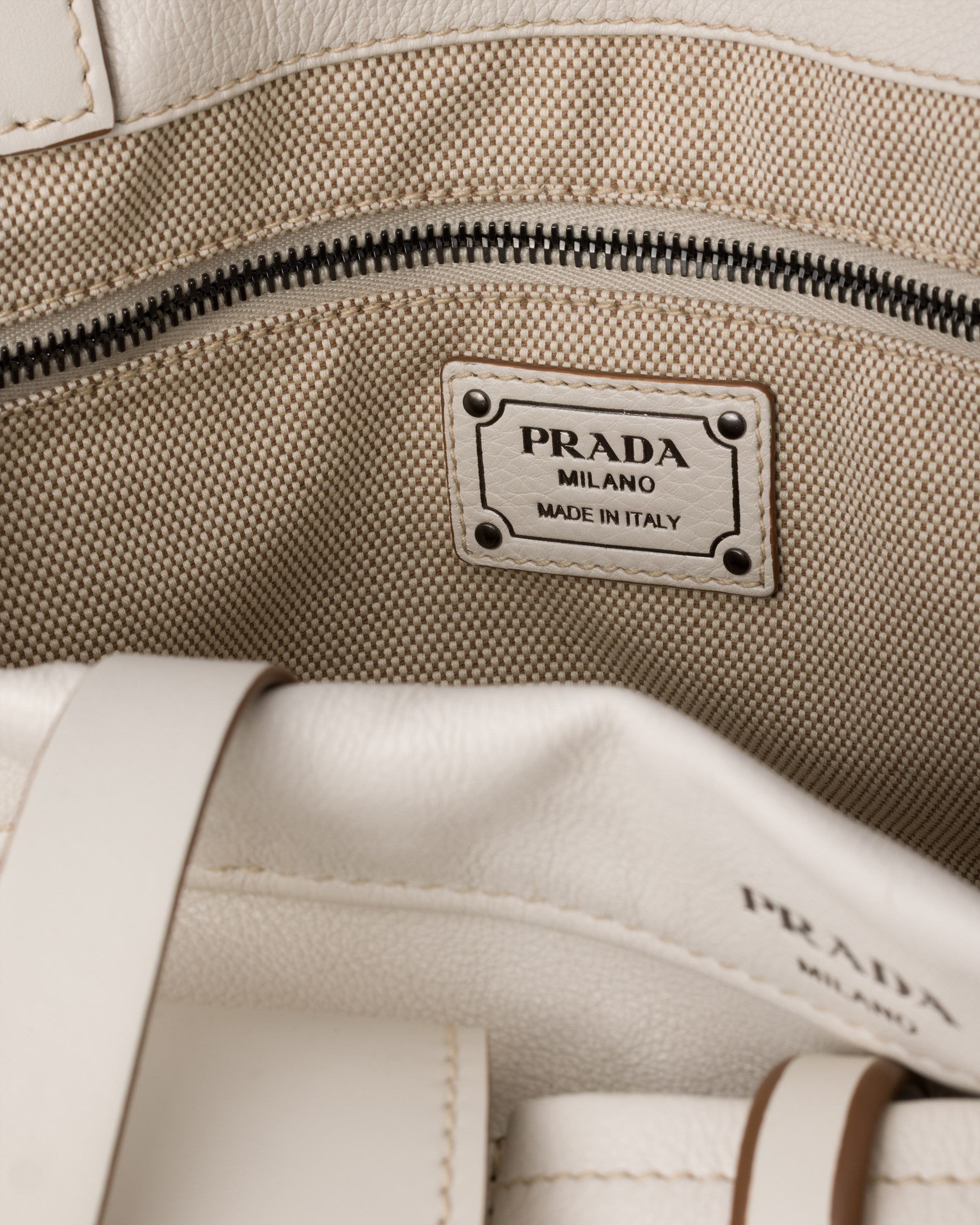 Chalk White Prada Route large leather tote bag | PRADA - United States