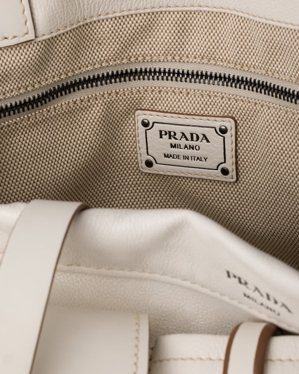 Prada Route large leather tote bag - Chalk White Prada Route large leather tote bag - Chalk White