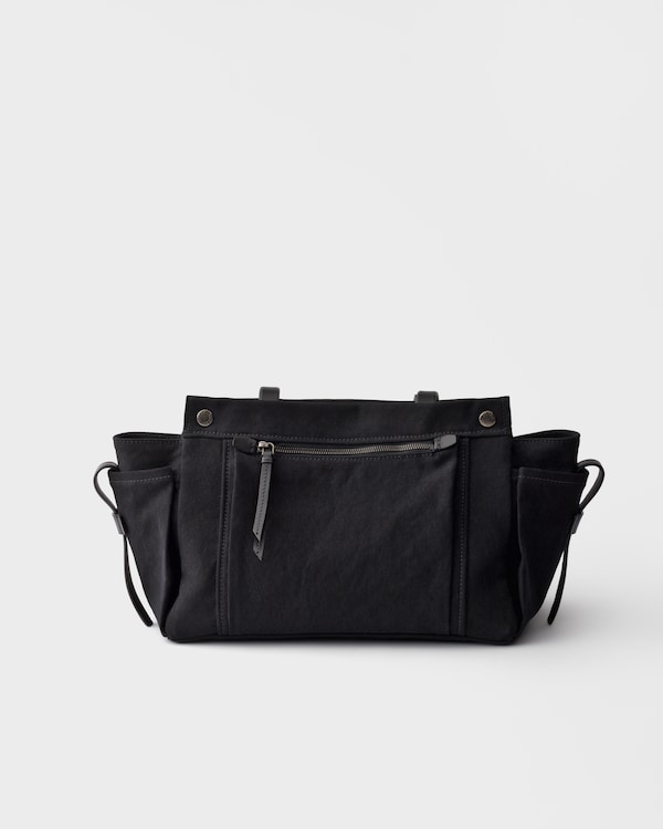 Bolso tote Prada Route grande de lona y piel - Negro Bolso tote Prada Route grande de lona y piel - Negro