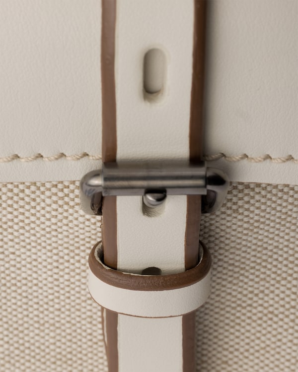 Bolso tote Prada Route grande de lona y piel - Natural Bolso tote Prada Route grande de lona y piel - Natural