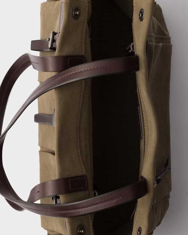 Prada Route large canvas and leather tote bag - Military Green Prada Route large canvas and leather tote bag - Military Green