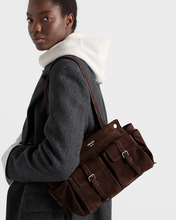 Bolso tote mediano de ante - Marrón Oscuro Bolso tote mediano de ante - Marrón Oscuro