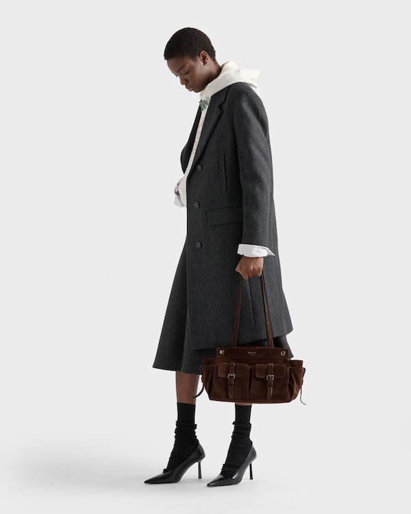 Bolso tote mediano de ante - Marrón Oscuro Bolso tote mediano de ante - Marrón Oscuro