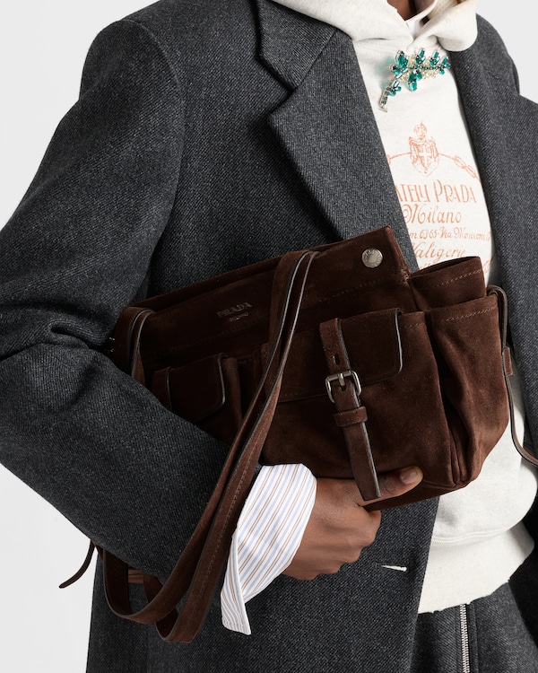 Bolso tote mediano de ante - Marrón Oscuro Bolso tote mediano de ante - Marrón Oscuro