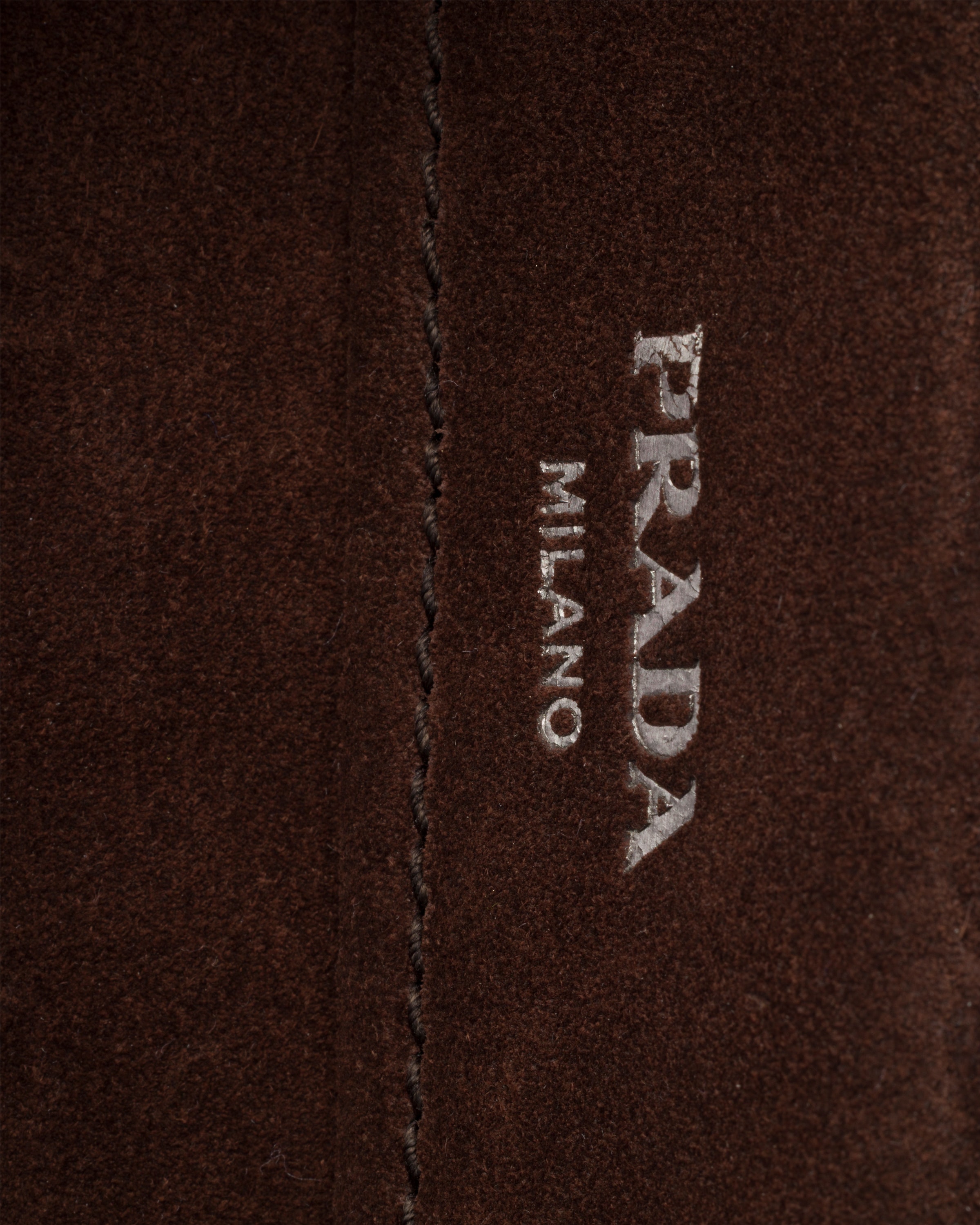 ダークブラウン ミディアム スエード トートバッグ | PRADA - 日本