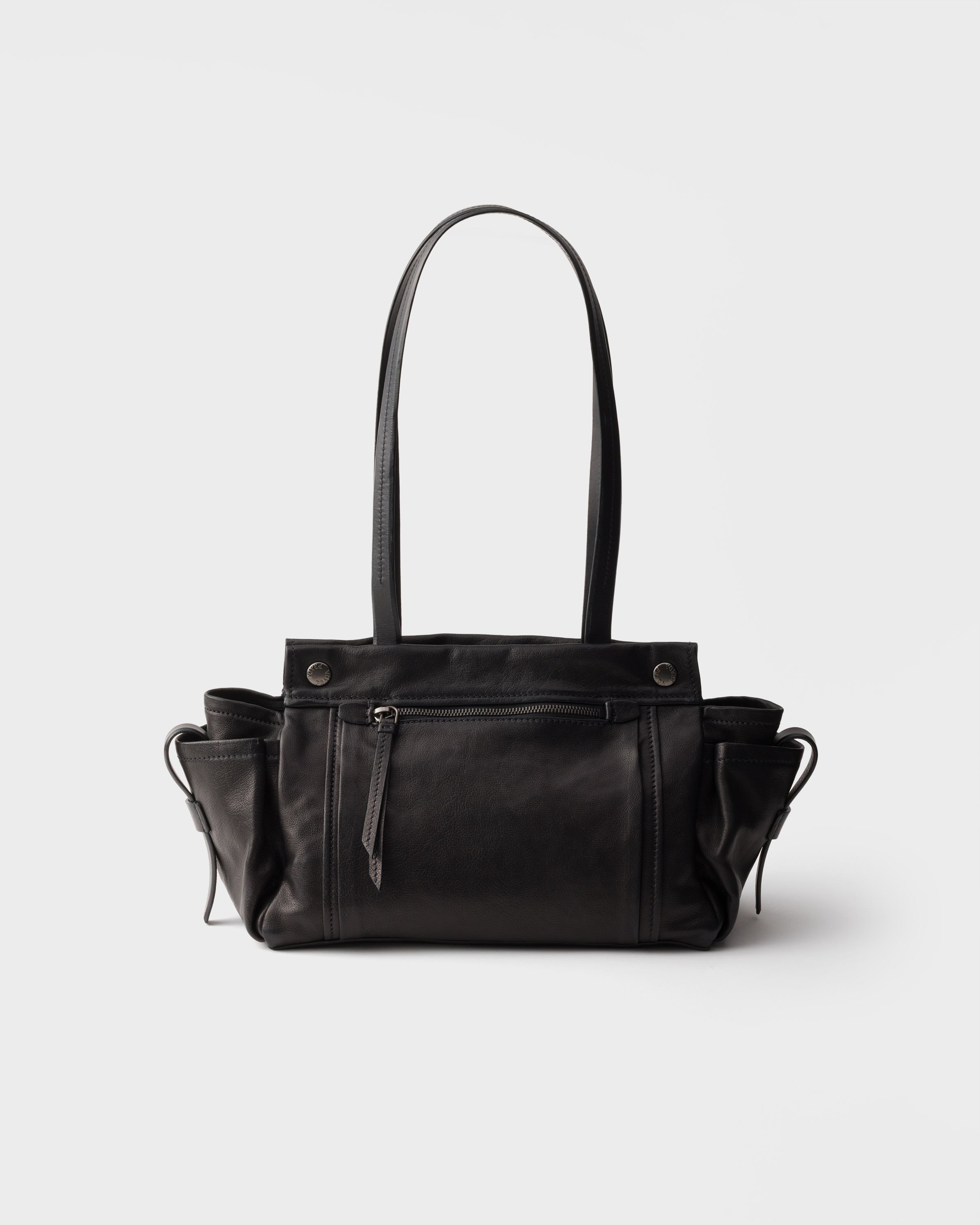 Black Prada Route Medium Leather Tote Bag | PRADA