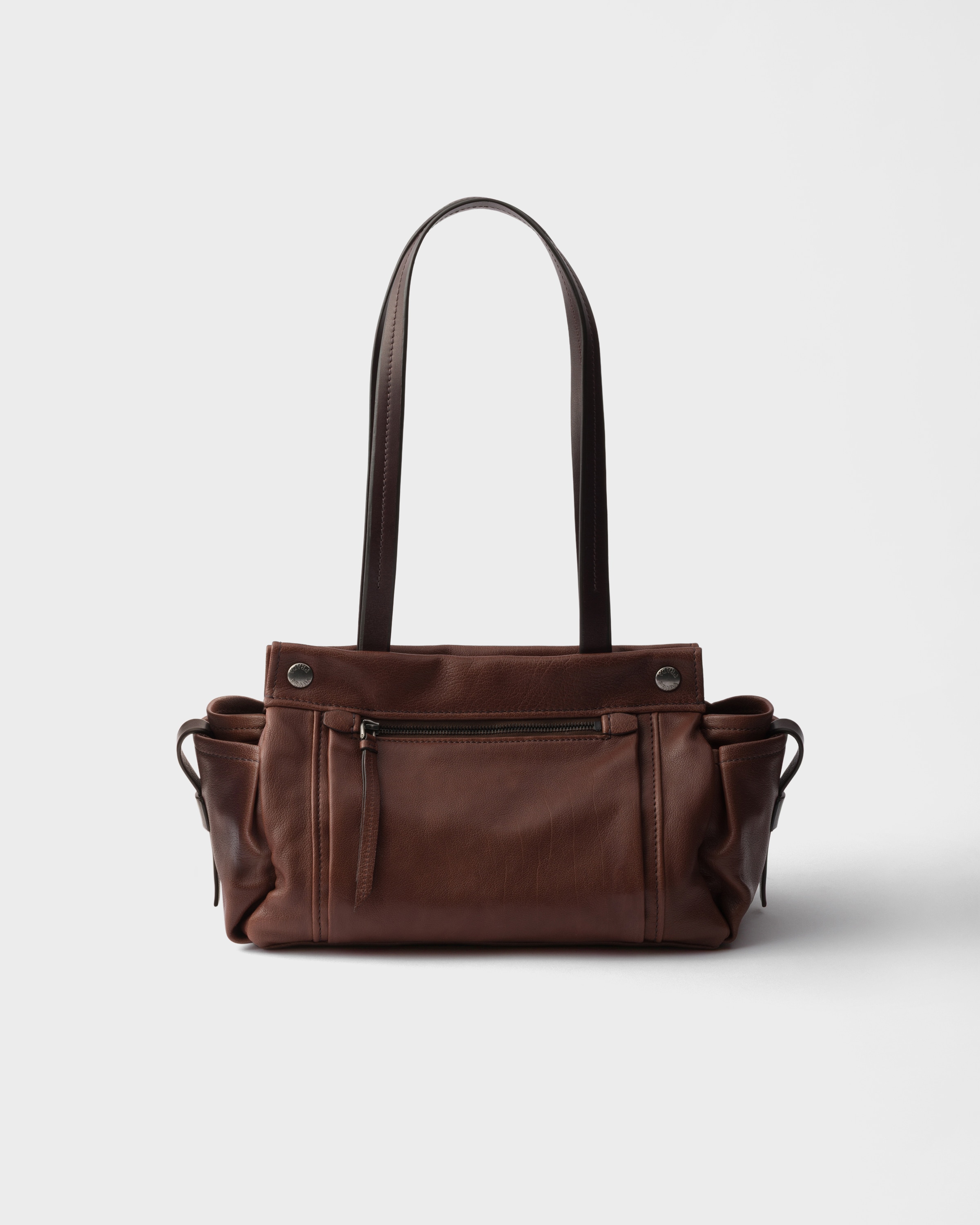 Cocoa Brown Prada Route Medium Leather Tote Bag | PRADA