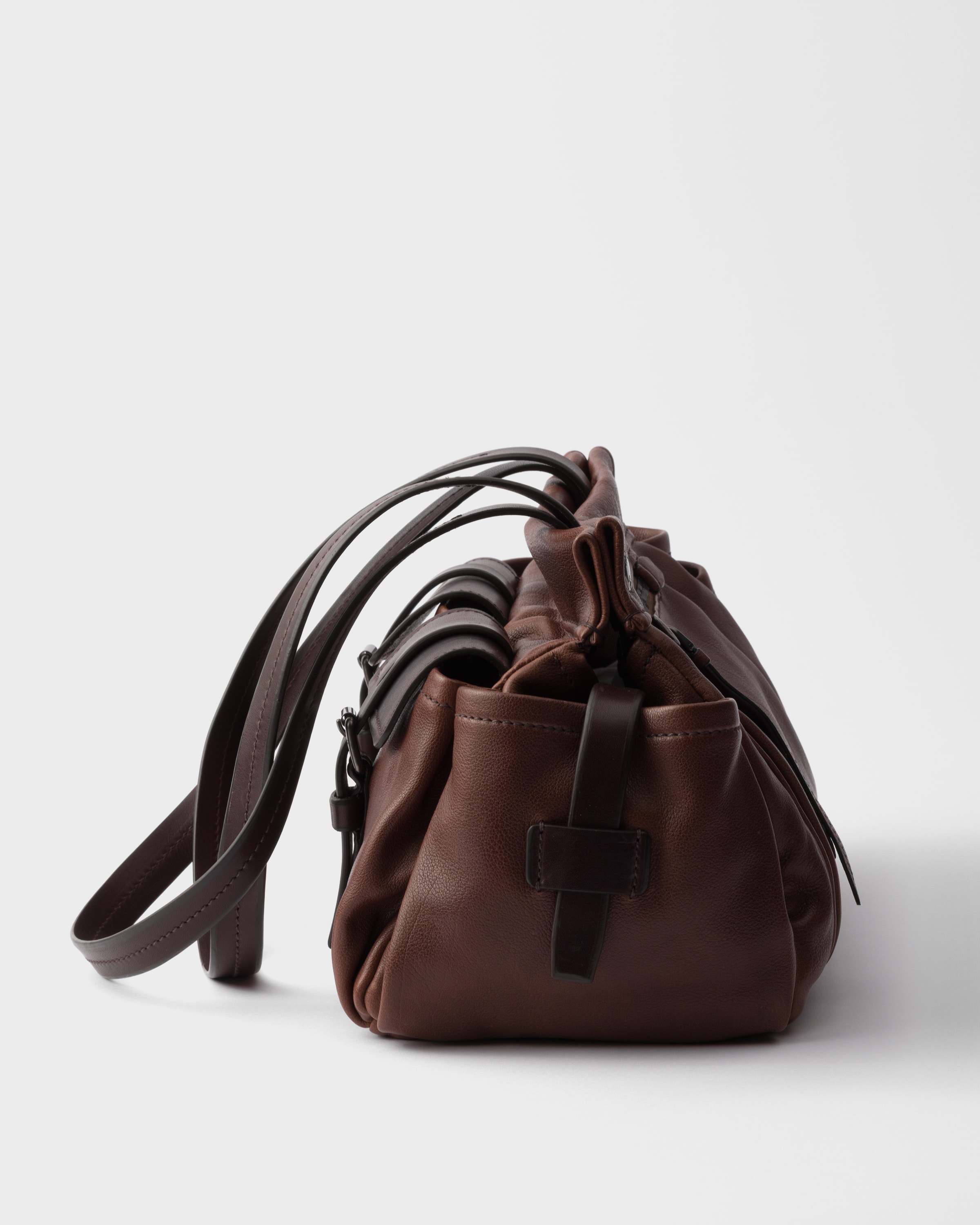 ココアブラウン プラダ ルート ミディアム レザー トートバッグ