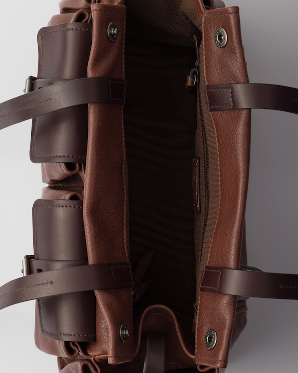 Prada Route medium leather tote bag - Cocoa Brown Prada Route medium leather tote bag - Cocoa Brown