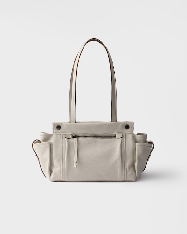 Bolso tote de piel Prada Route mediano - Blanco Calizo Bolso tote de piel Prada Route mediano - Blanco Calizo