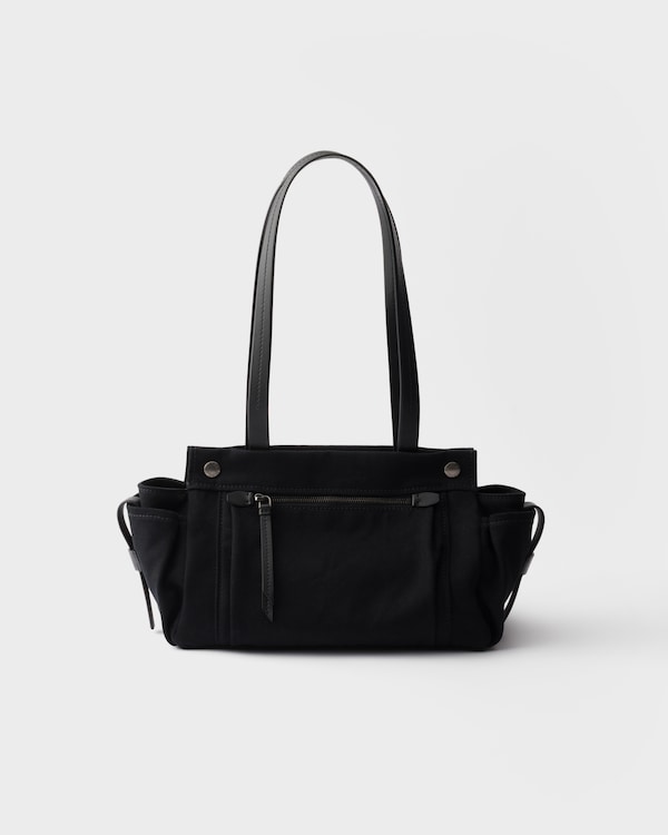Medium canvas and leather tote bag - Black Medium canvas and leather tote bag - Black