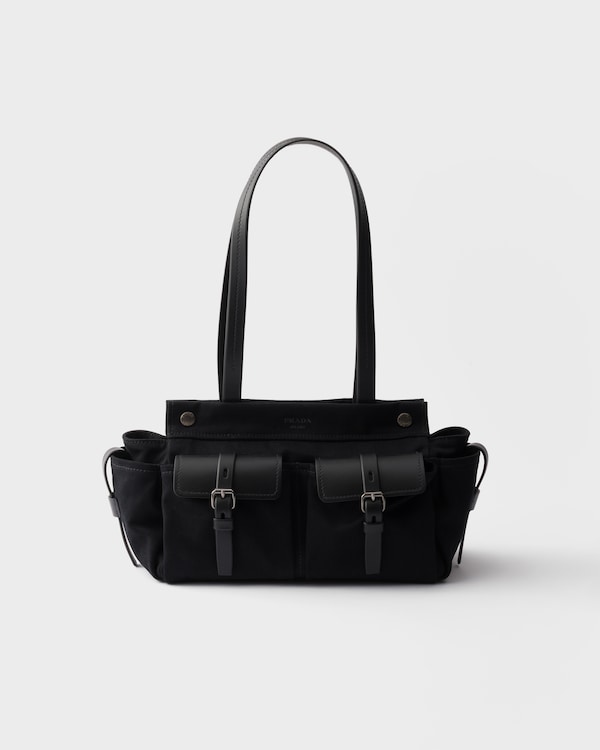 Medium canvas and leather tote bag - Black Medium canvas and leather tote bag - Black