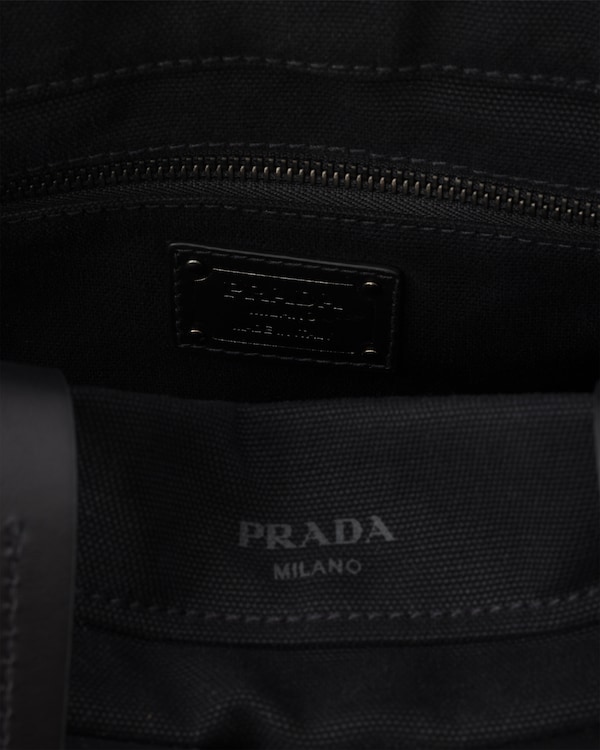 Medium canvas and leather tote bag - Black Medium canvas and leather tote bag - Black