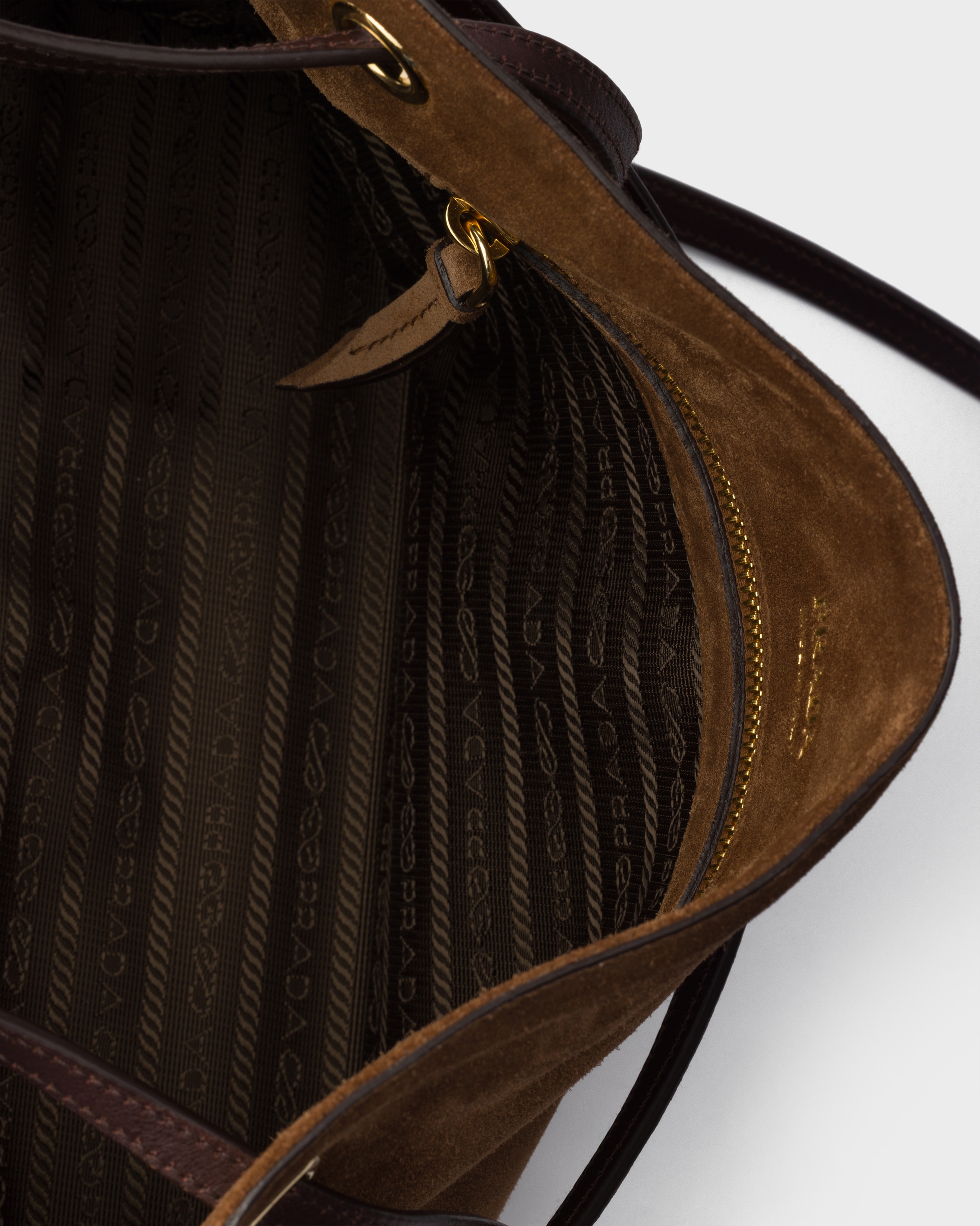 Cocoa Brown Prada Carry Large Suede Tote Bag | PRADA - United States