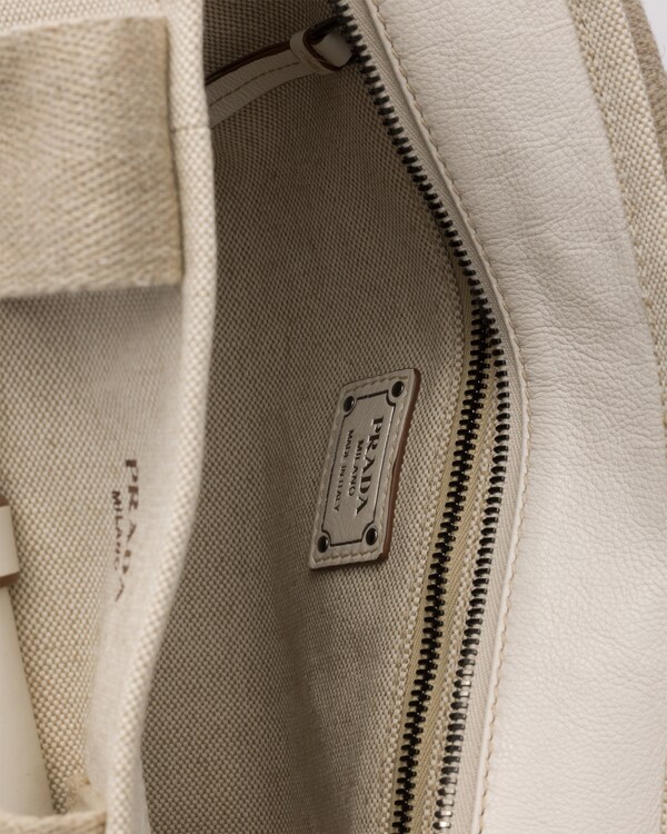 Prada Route large canvas and leather tote bag - Natural Prada Route large canvas and leather tote bag - Natural