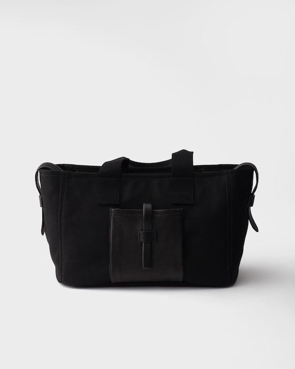 Prada Route large canvas and leather tote bags - Black Prada Route large canvas and leather tote bags - Black