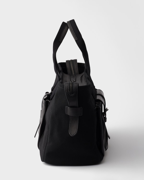 Prada Route large canvas and leather tote bags - Black Prada Route large canvas and leather tote bags - Black