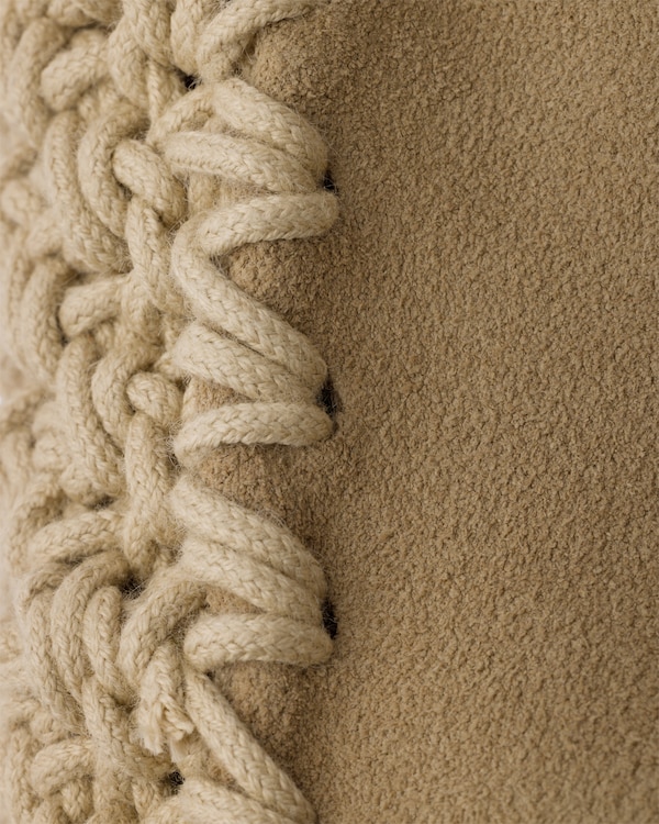 Large suede and crochet tote bag - Desert Beige Large suede and crochet tote bag - Desert Beige