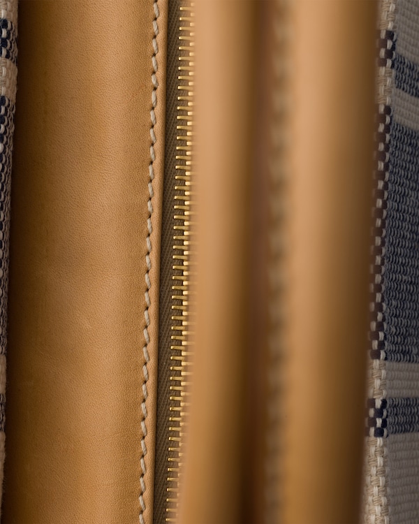 Borsa shopping large in canvas e pelle - Beige/Baltico Borsa shopping large in canvas e pelle - Beige/Baltico