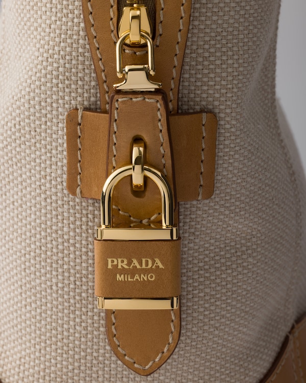 Borsa shopping large in canvas e pelle - Beige/Baltico Borsa shopping large in canvas e pelle - Beige/Baltico