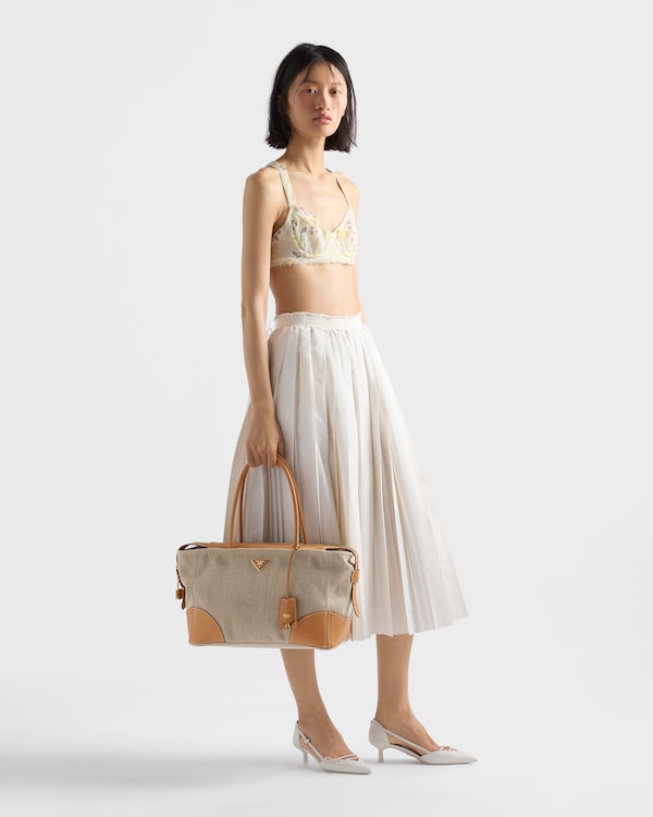 Large linen and leather tote bag - Rope/Natural Large linen and leather tote bag - Rope/Natural