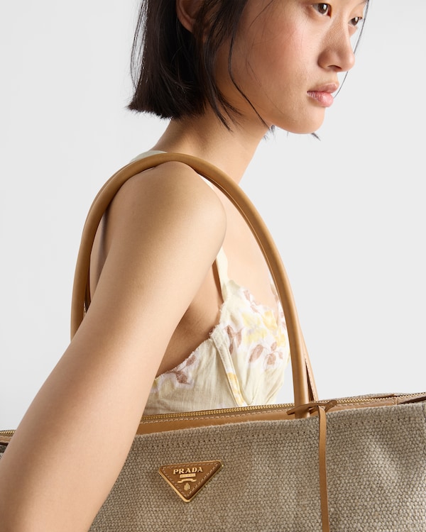 Large linen and leather tote bag - Rope/Natural Large linen and leather tote bag - Rope/Natural