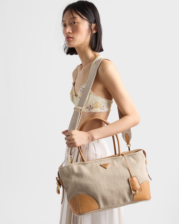 Large linen and leather tote bag - Rope/Natural Large linen and leather tote bag - Rope/Natural