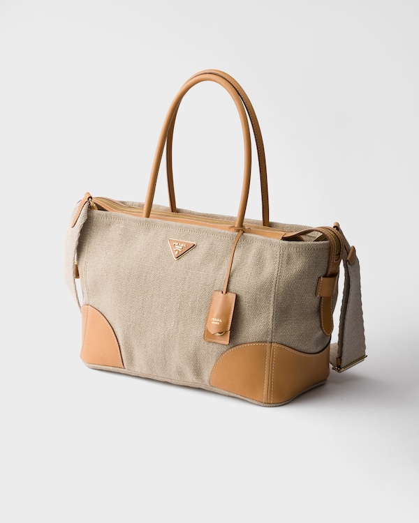 Large linen and leather tote bag - Rope/Natural Large linen and leather tote bag - Rope/Natural