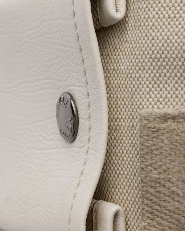 Prada Route medium canvas and leather tote bag - Natural Prada Route medium canvas and leather tote bag - Natural