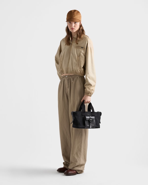 Prada Route medium canvas and leather tote bag - Black Prada Route medium canvas and leather tote bag - Black