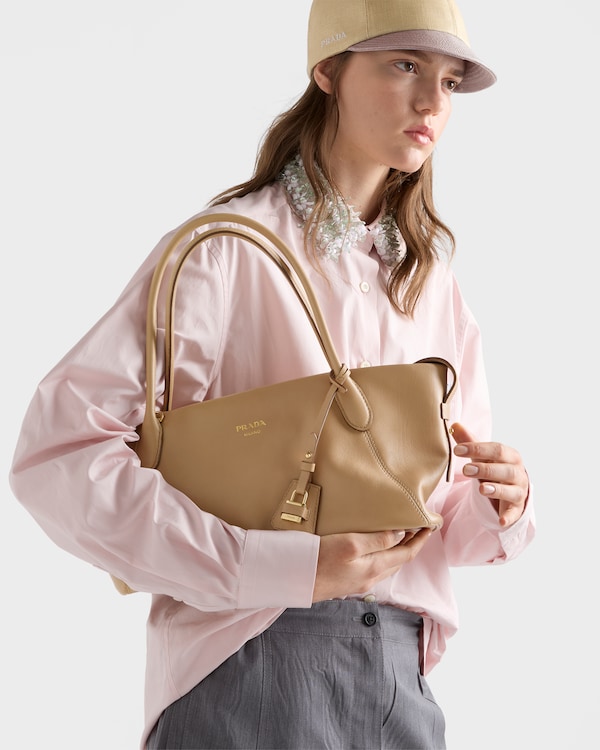Large leather tote bag - Sand Beige Large leather tote bag - Sand Beige