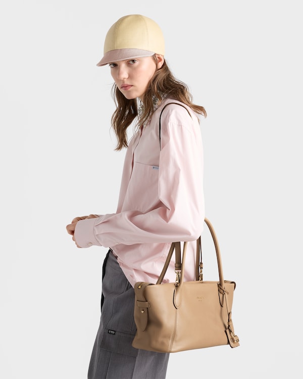 Large leather tote bag - Sand Beige Large leather tote bag - Sand Beige