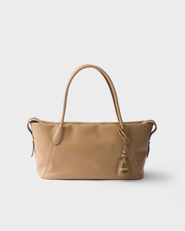 Large leather tote bag - Sand Beige Large leather tote bag - Sand Beige