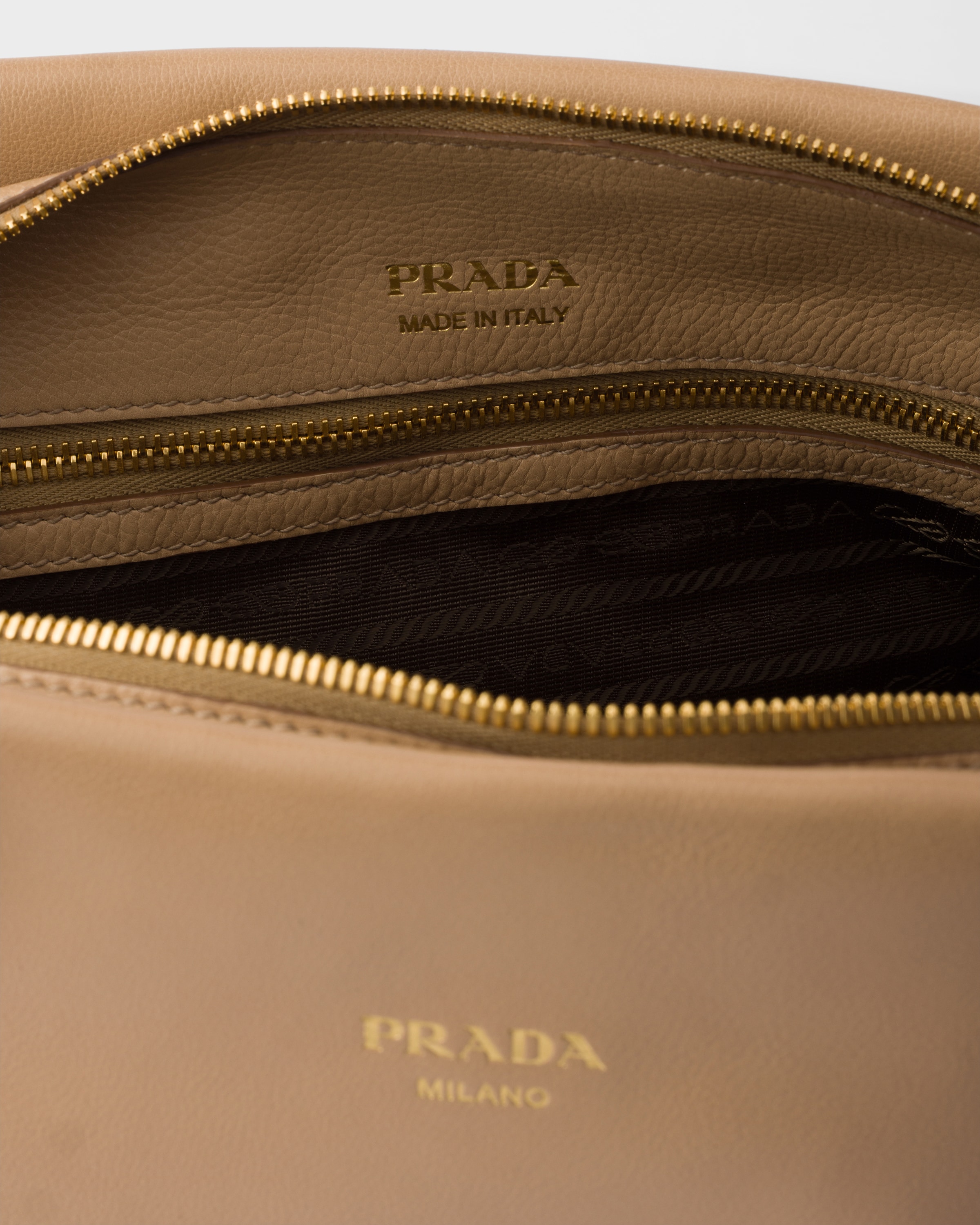 Sand Beige Prada Ouvert Large Leather Tote Bag | PRADA - United States