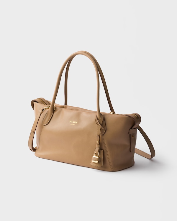 Large leather tote bag - Sand Beige Large leather tote bag - Sand Beige