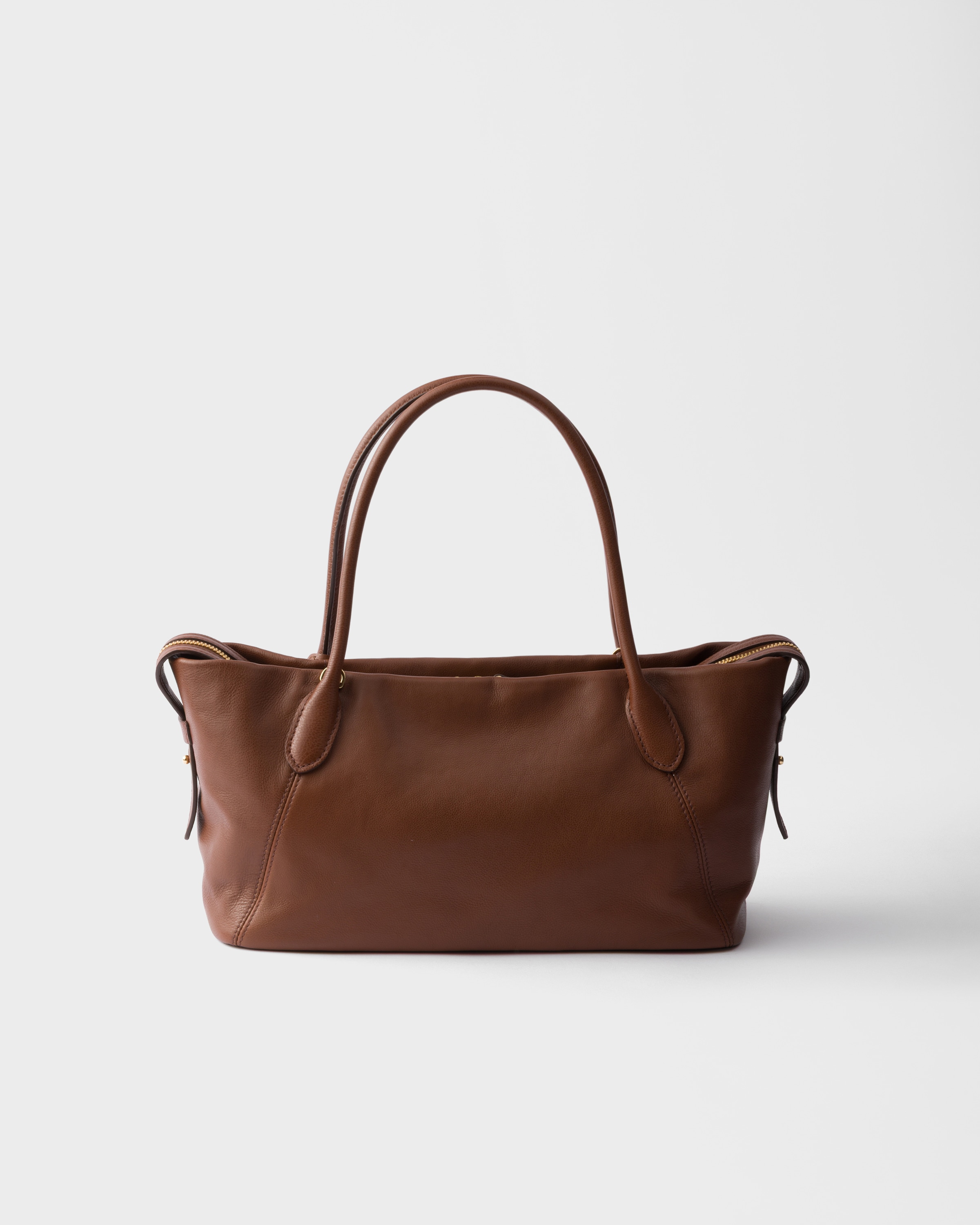 チェストナットブラウン ラージ レザー トートバッグ | PRADA - 日本