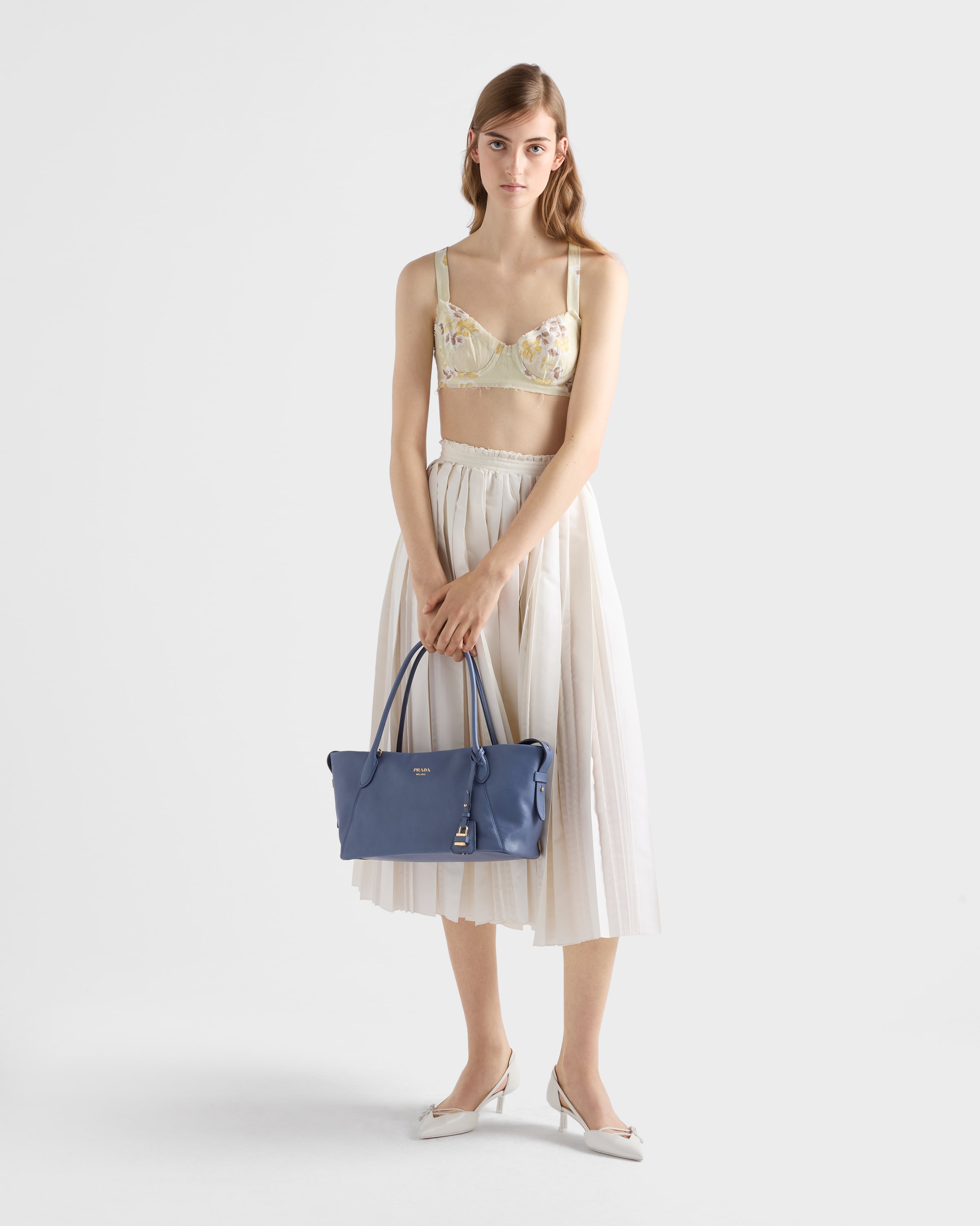 アビエーションブルー ラージ レザー トートバッグ | PRADA - 日本